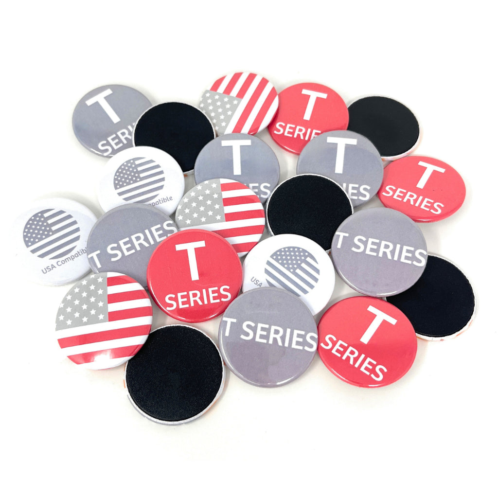 T Series 1 3/4 Inch (44mm) USA Compatible Magnetic Badge Components - Pack of 100